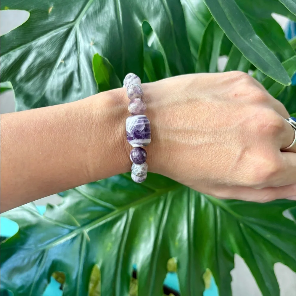 Chevron Amethyst & Rose Quartz Bracelet - Picture 3 of 3